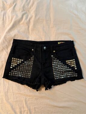 Blank NYC Black Studded Denim Cutoff Shorts